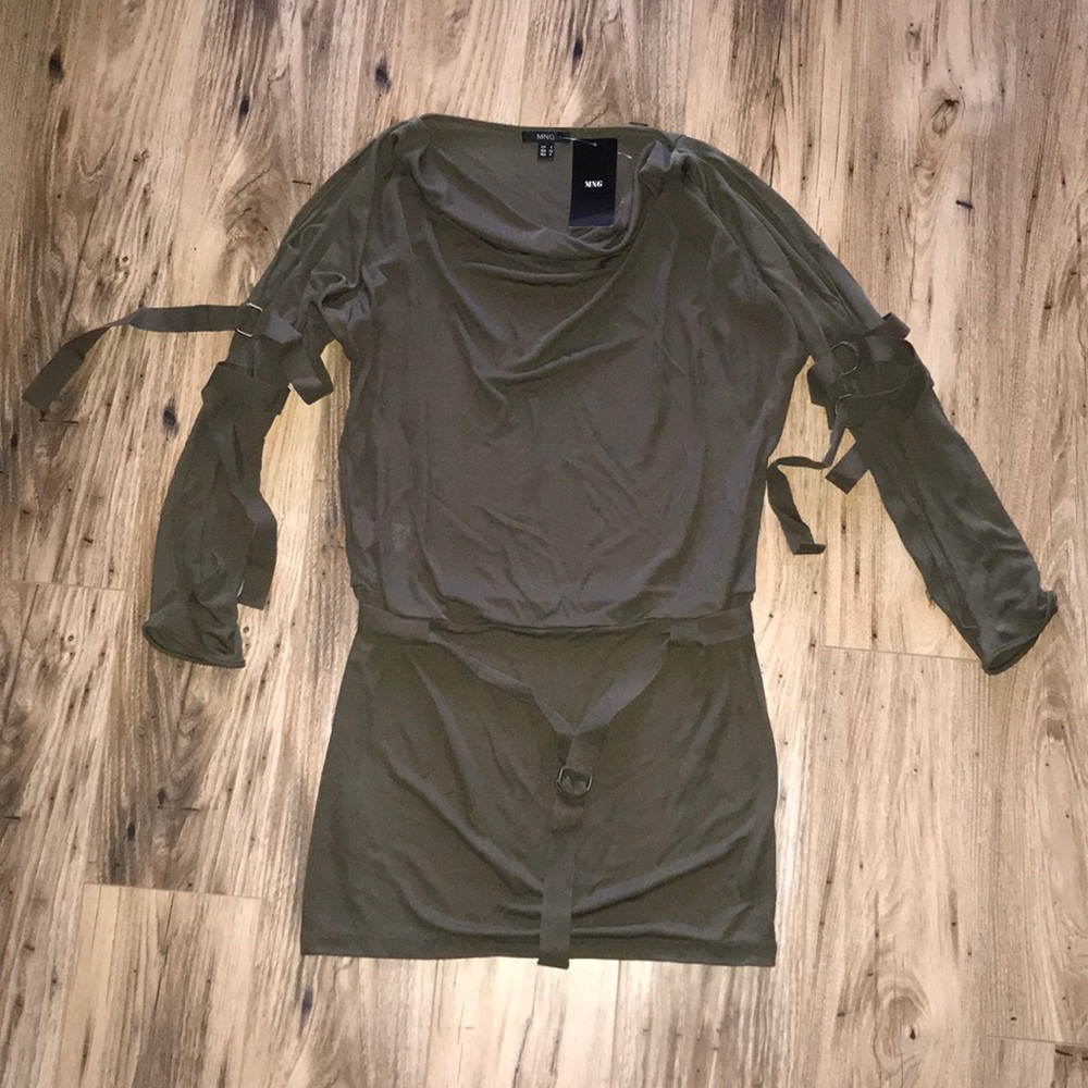 Mango cold shoulder long sleeve mini dress